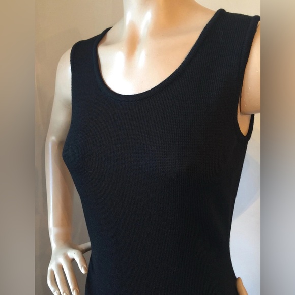 St. John Knit Elegant Black Sleeveless Dress Size 15 - Picture 4 of 4